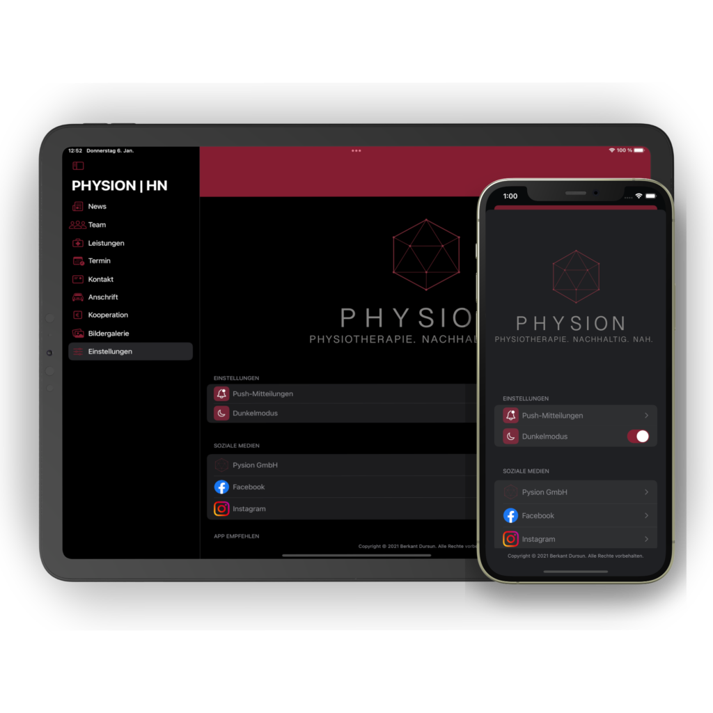 Physion Heilbronn iOS App für iPhone und iPad